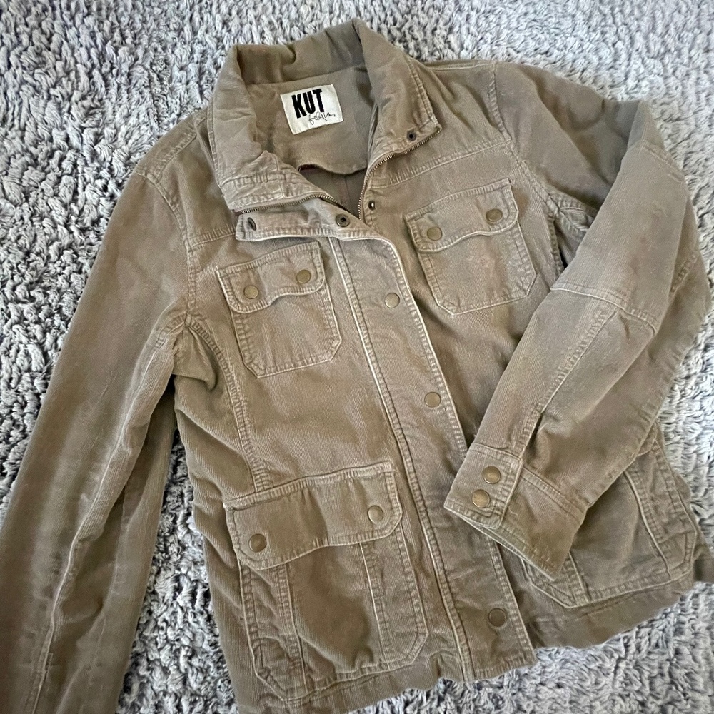 Corduroy zip/snap jacket - tan color